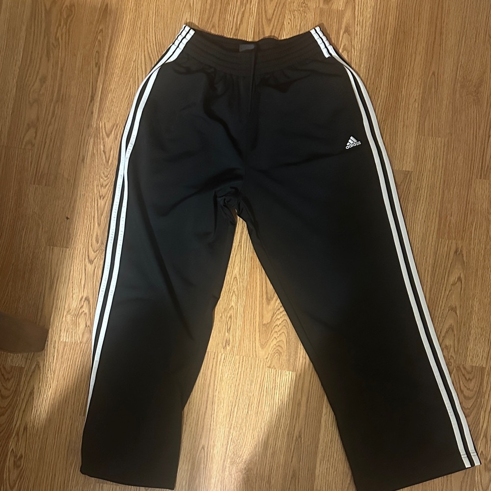 Adidas Men’s Black Joggers with White Stripes